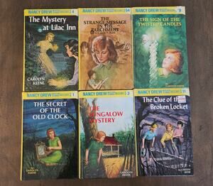 Set of 6 Nancy Drew Books Copyrights 1968-1989 #1,3,4,9,11,54 Carolyn Keene